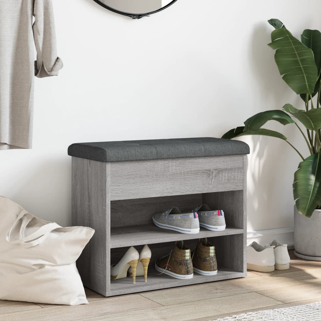 Panca Porta Scarpe Grigio Sonoma 62x32x50 cm Legno Multistrato | homemem39
