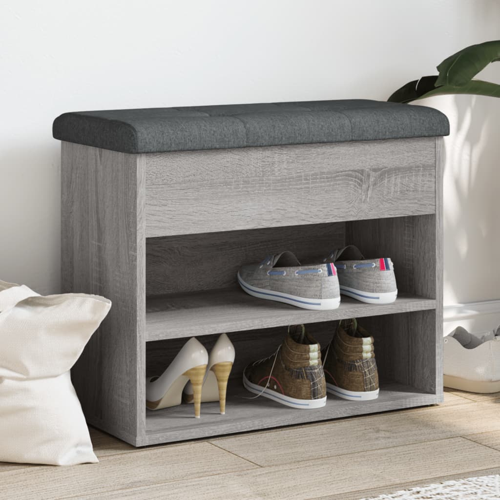 Panca Porta Scarpe Grigio Sonoma 62x32x50 cm Legno Multistrato | homemem39