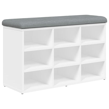 Panca Scarpiera Bianca 82x32x50 cm in Legno Massello di Argilla | homemem39