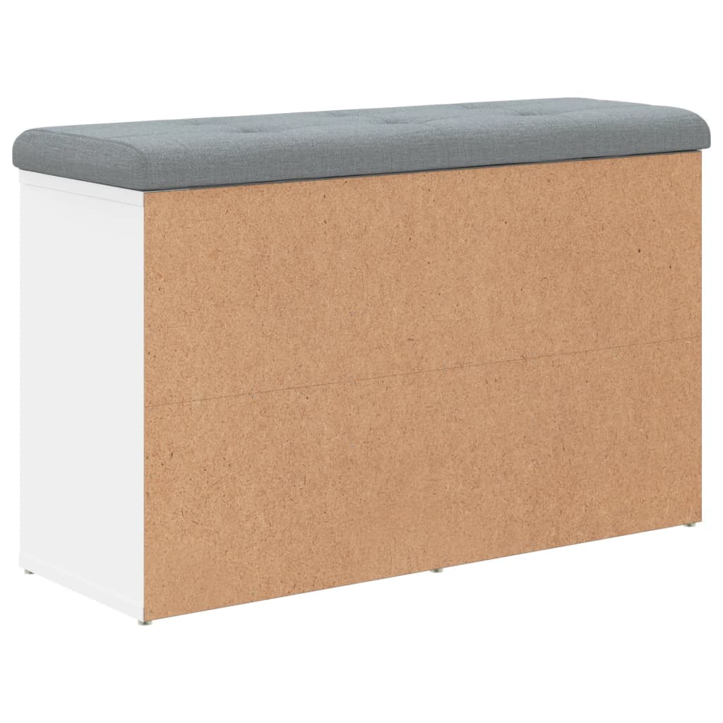 Panca Scarpiera Bianca 82x32x50 cm in Legno Massello di Argilla | homemem39