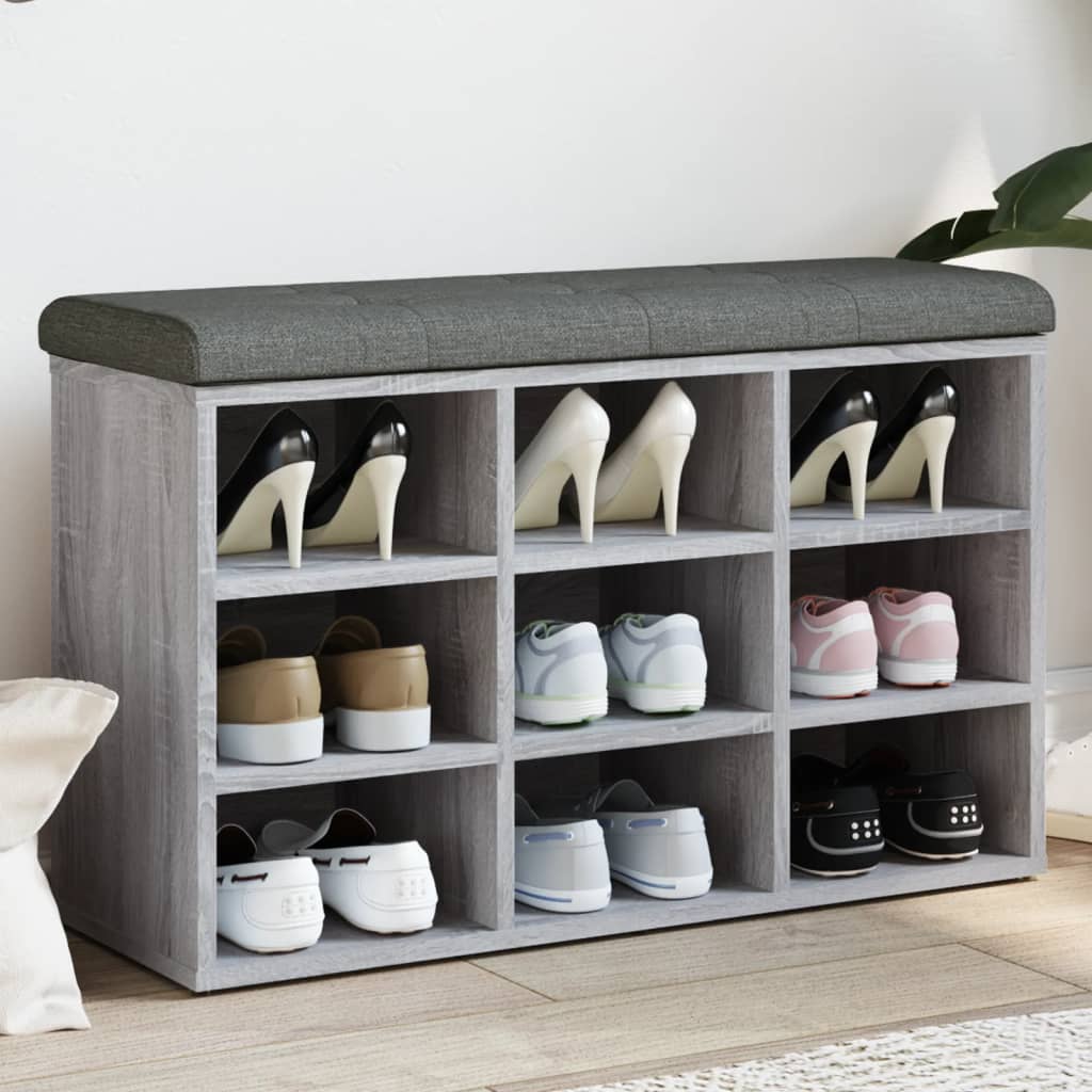 Panca Porta Scarpe Grigio Sonoma 82x32x50 cm Legno Multistrato | homemem39