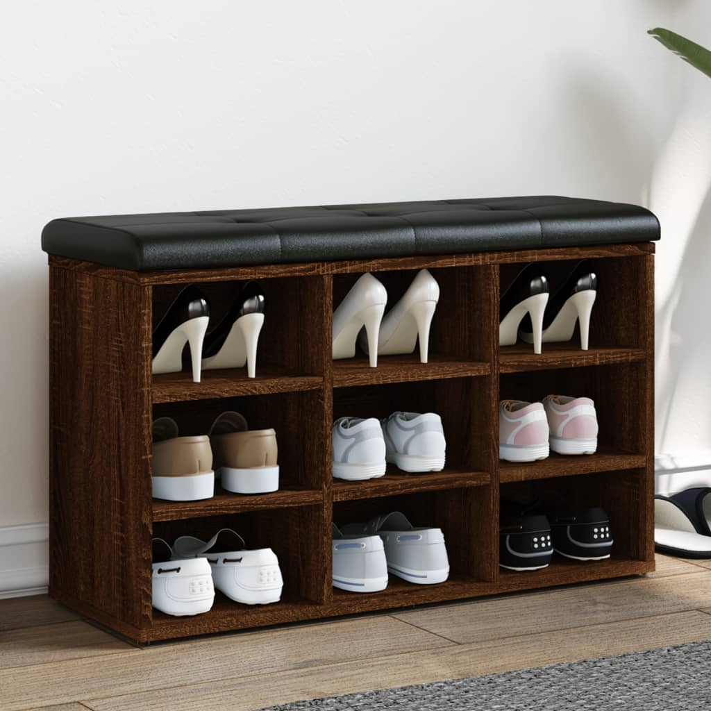 Panca Porta Scarpe Rovere Marrone 82x32x50cm Legno Multistrato | homemem39