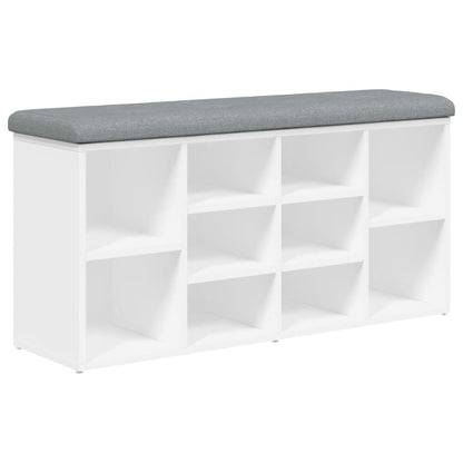 Panca Scarpiera Bianca 102x32x50 cm in Legno Massello di Argilla | homemem39