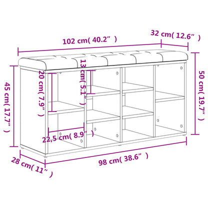 Panca Porta Scarpe Rovere Sonoma 102x32x50 cm Legno Multistrato | homemem39