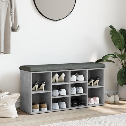 Panca Porta Scarpe Grigio Cemento 102x32x50cm Legno Multistrato | homemem39