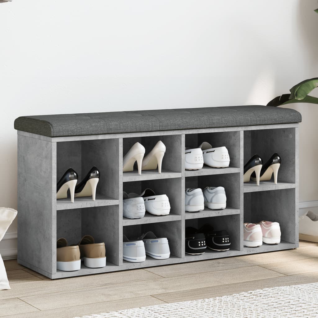 Panca Porta Scarpe Grigio Cemento 102x32x50cm Legno Multistrato | homemem39
