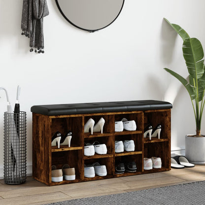 Panca Porta Scarpe Rovere Fumo 102x32x50 cm Legno Multistrato | homemem39