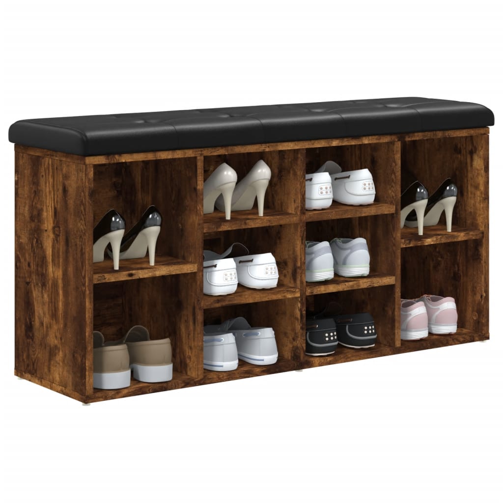 Panca Porta Scarpe Rovere Fumo 102x32x50 cm Legno Multistrato | homemem39