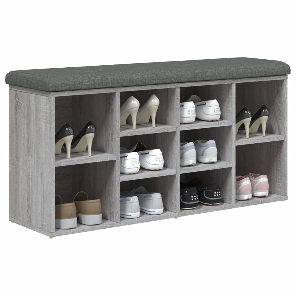 Panca Porta Scarpe Grigio Sonoma 102x32x50 cm Legno Multistrato | homemem39