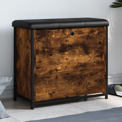 Panca Portascarpe Cassetto Ribaltabile Rovere Fumo 62x32x56cm - homemem39