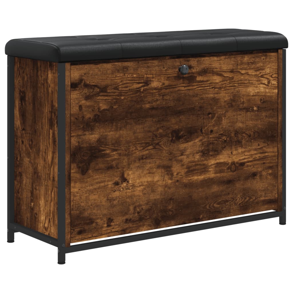 Panca Portascarpe Cassetto Ribaltabile Rovere Fumo 82x32x56cm - homemem39