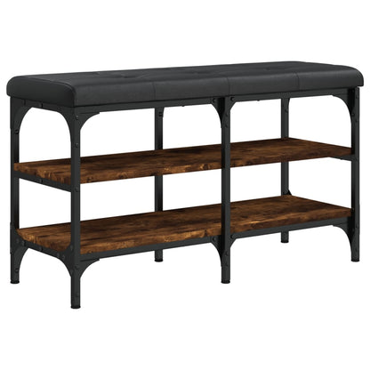 Panca Porta Scarpe Rovere Fumo 82x32x47 cm in Legno Multistrato - homemem39