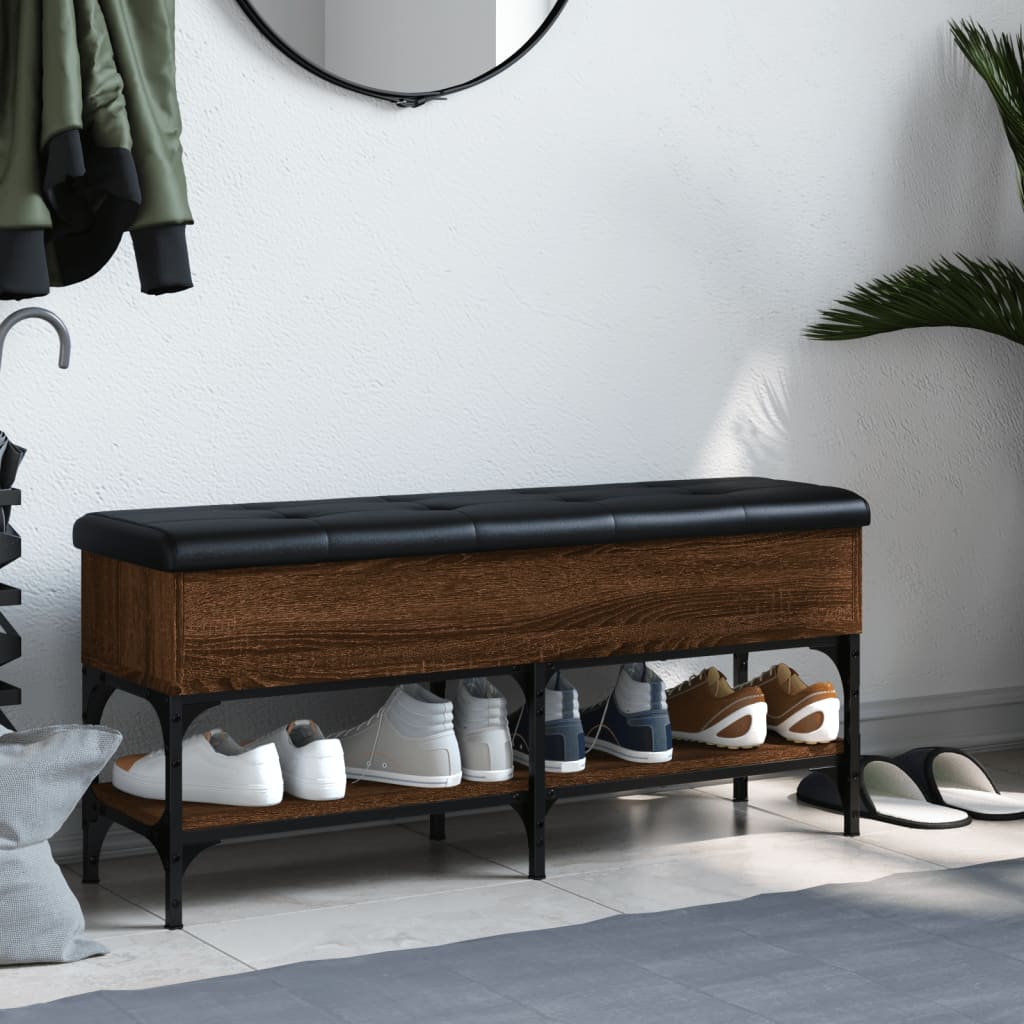 Panca Porta Scarpe Rovere Marrone 102x35x45cm Legno Multistrato - homemem39