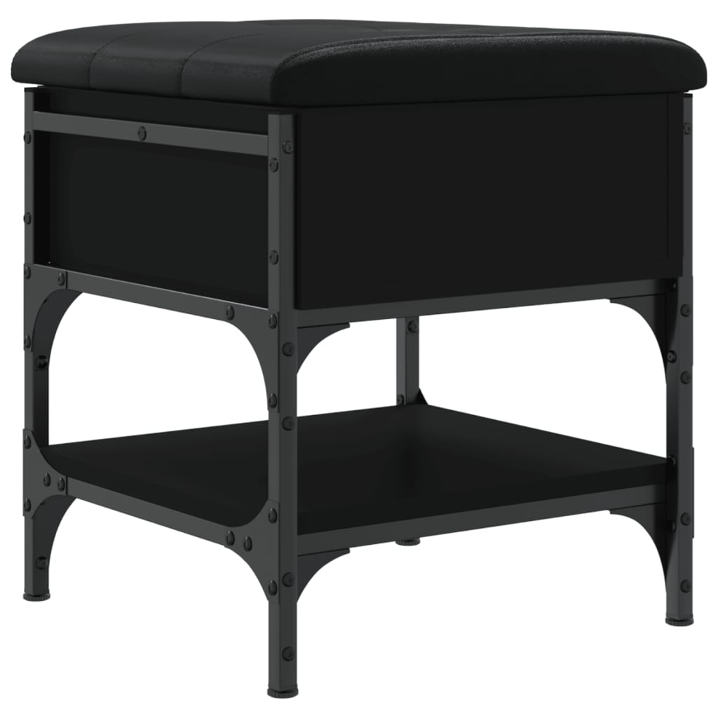 Panca Porta Scarpe Nera 42x42x45 cm in Legno Multistrato - homemem39
