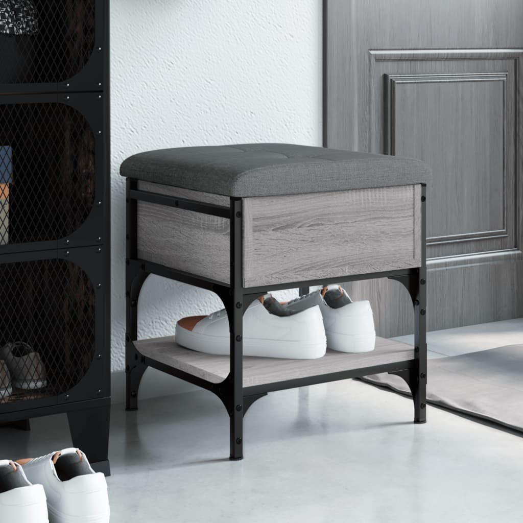 Panca Porta Scarpe Grigio Sonoma 42x42x45 cm Legno Multistrato - homemem39