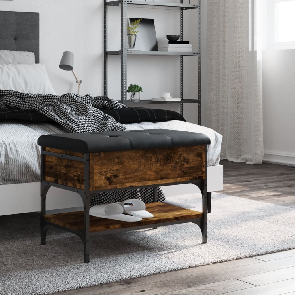 Panca Porta Scarpe Rovere Fumo 62x42x45 cm in Legno Multistrato - homemem39