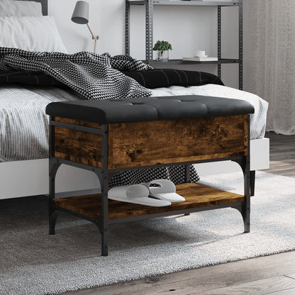 Panca Porta Scarpe Rovere Fumo 62x42x45 cm in Legno Multistrato - homemem39