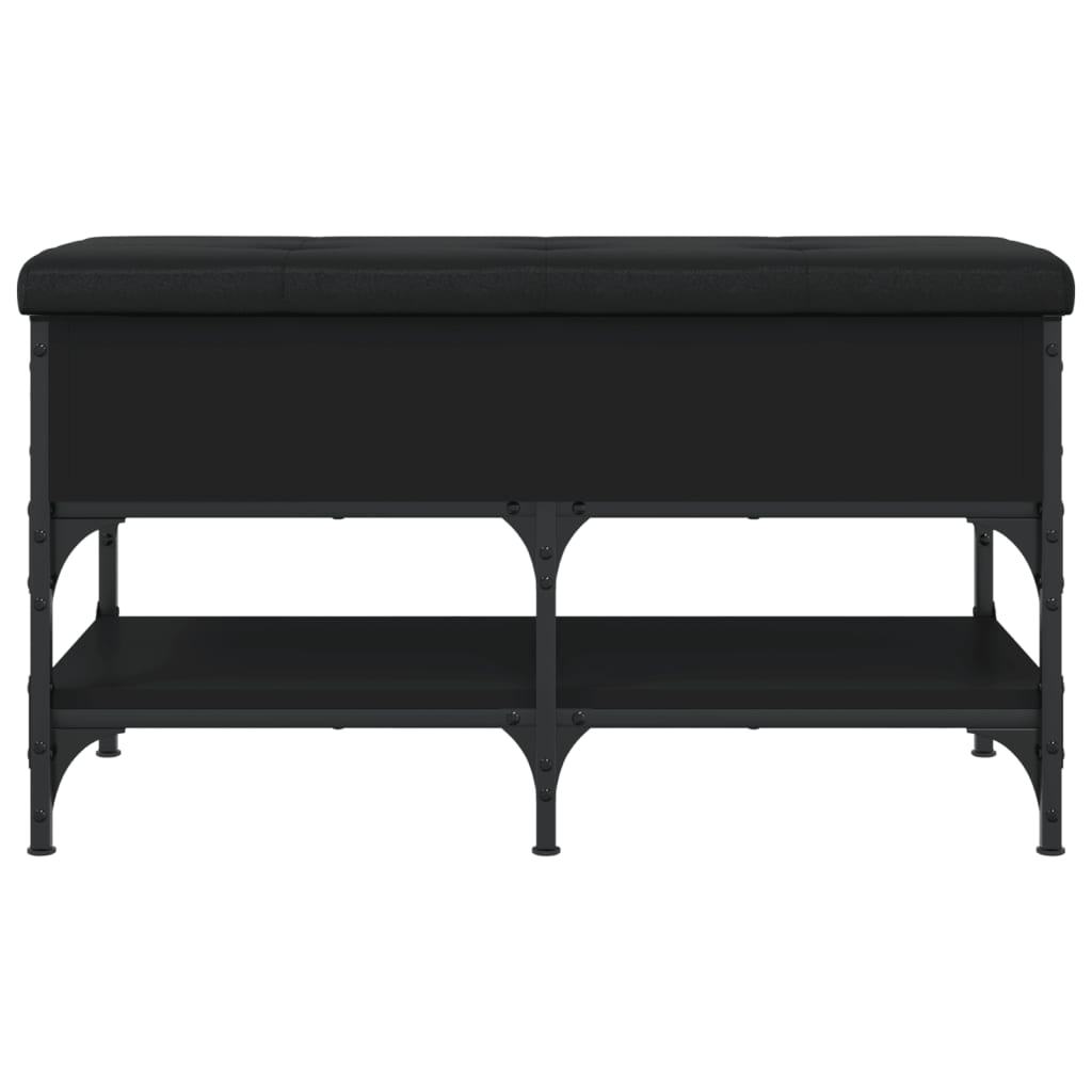 Panca Porta Scarpe Nera 82x42x45 cm in Legno Multistrato - homemem39