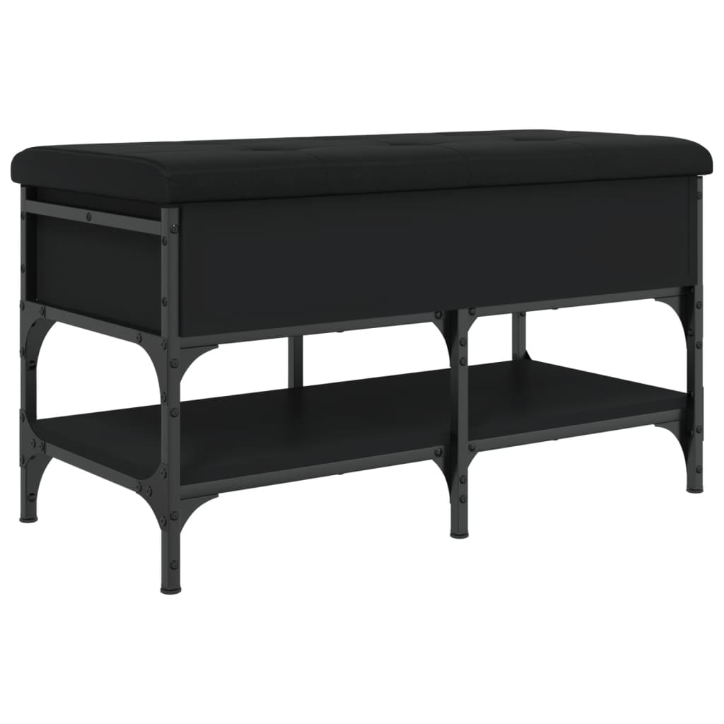Panca Porta Scarpe Nera 82x42x45 cm in Legno Multistrato - homemem39