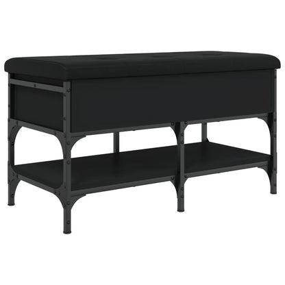 Panca Porta Scarpe Nera 82x42x45 cm in Legno Multistrato - homemem39