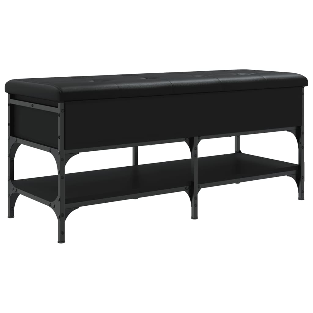 Panca Porta Scarpe Nera 102x42x45 cm in Legno Multistrato - homemem39