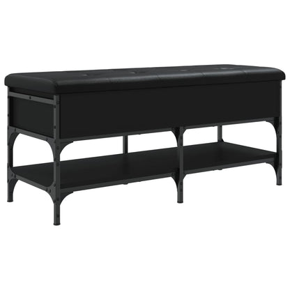 Panca Porta Scarpe Nera 102x42x45 cm in Legno Multistrato - homemem39