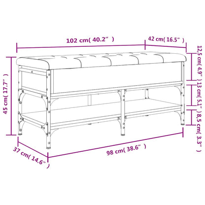 Panca Porta Scarpe Nera 102x42x45 cm in Legno Multistrato
