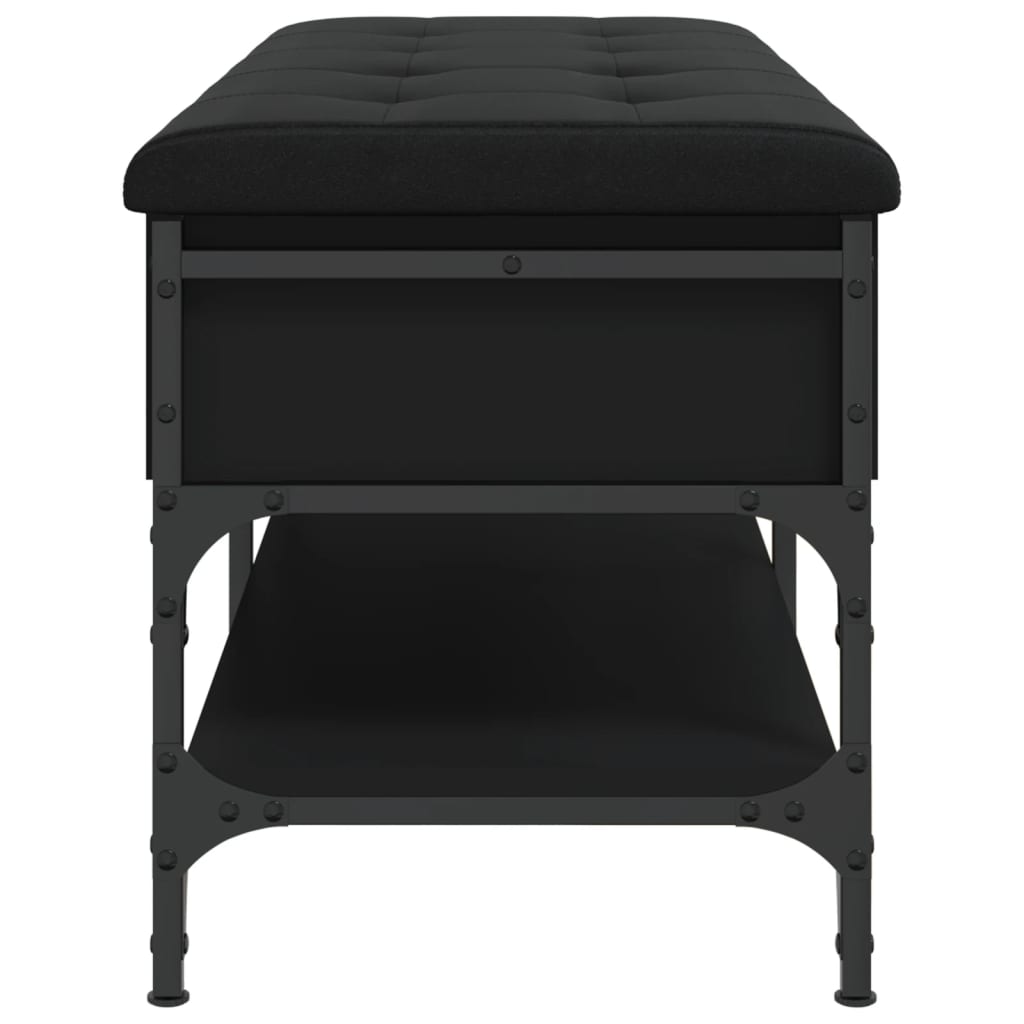 Panca Porta Scarpe Nera 102x42x45 cm in Legno Multistrato - homemem39