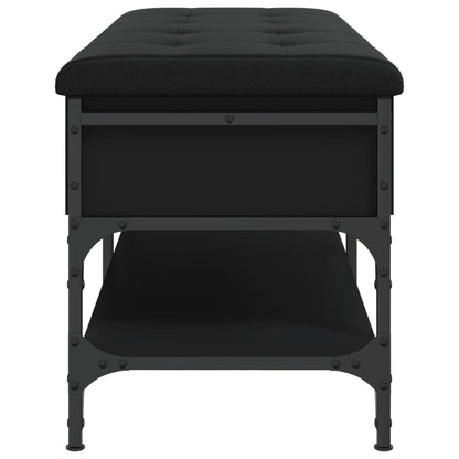 Panca Porta Scarpe Nera 102x42x45 cm in Legno Multistrato - homemem39