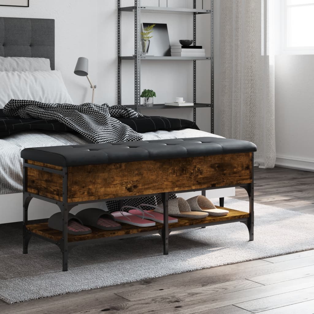 Panca Porta Scarpe Rovere Fumo 102x42x45 cm Legno Multistrato - homemem39