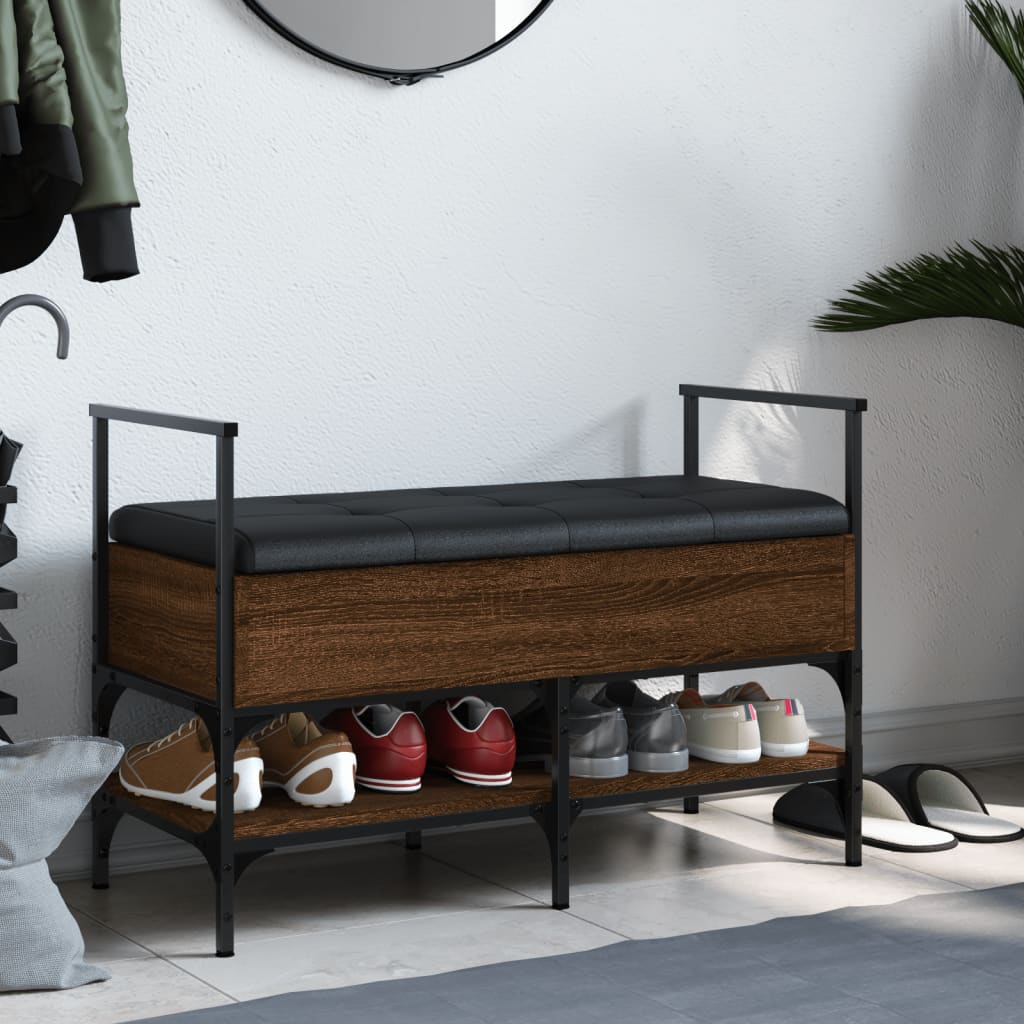 Panca Porta Scarpe Rovere Marrone 85,5x42x57,5 cm - homemem39