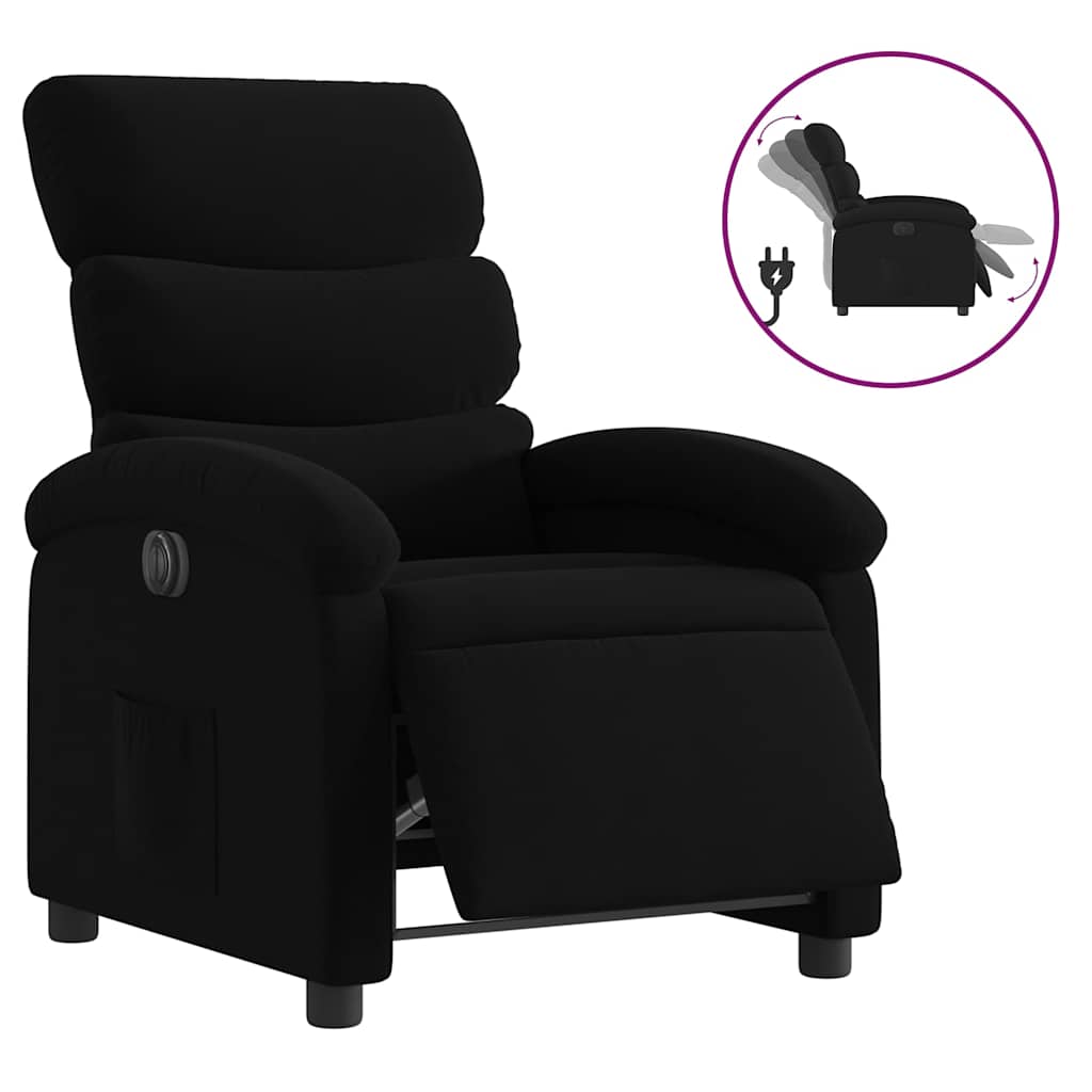 Poltrona Elettrica Reclinabile Nera in Tessuto | homemem39