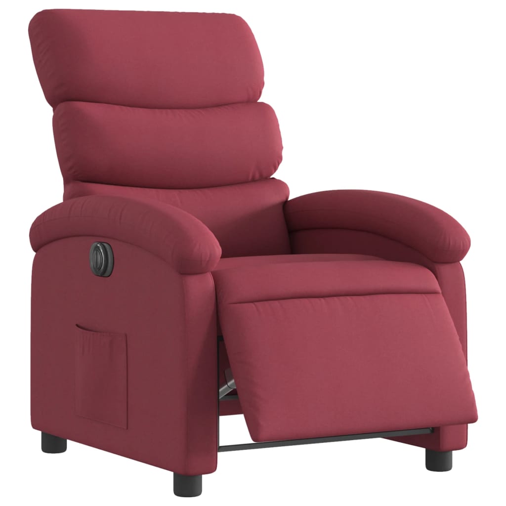 Poltrona Elettrica Reclinabile Rosso Vino in Tessuto | homemem39