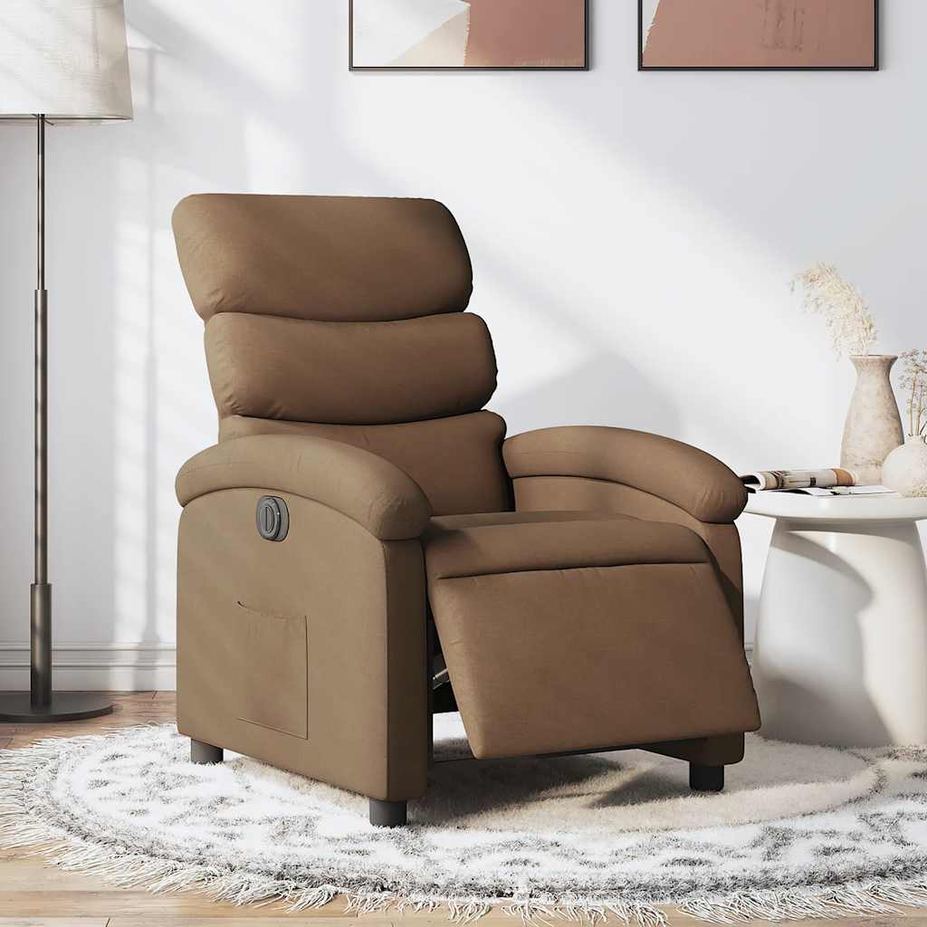 Poltrona Elettrica Reclinabile Marrone in Tessuto | homemem39