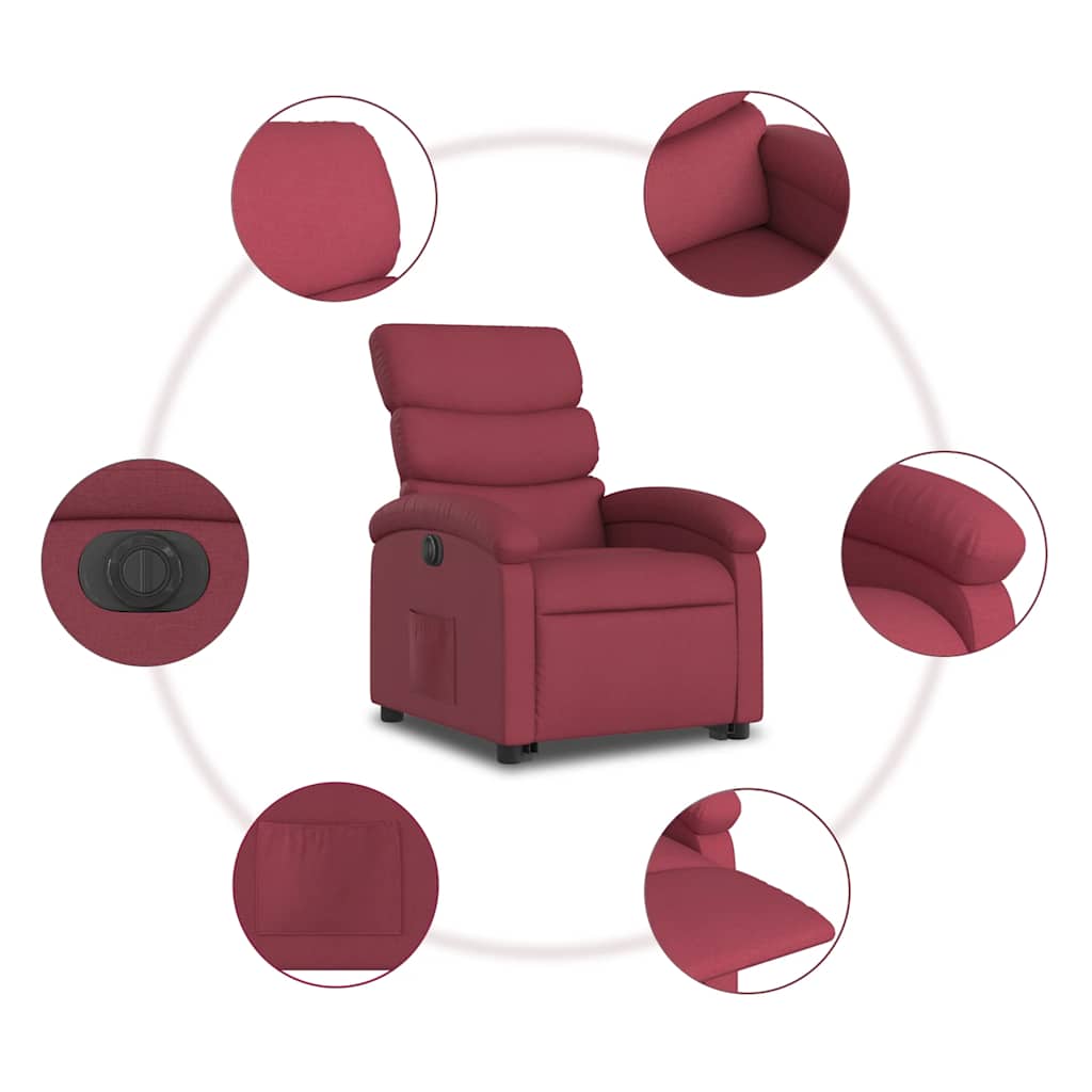 Poltrona Alzapersona Reclinabile Elettrica Rosso Vino Tessuto | homemem39