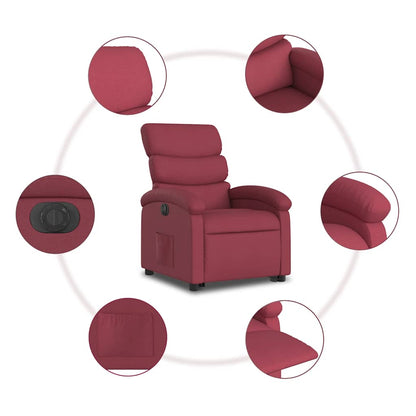 Poltrona Alzapersona Reclinabile Elettrica Rosso Vino Tessuto | homemem39