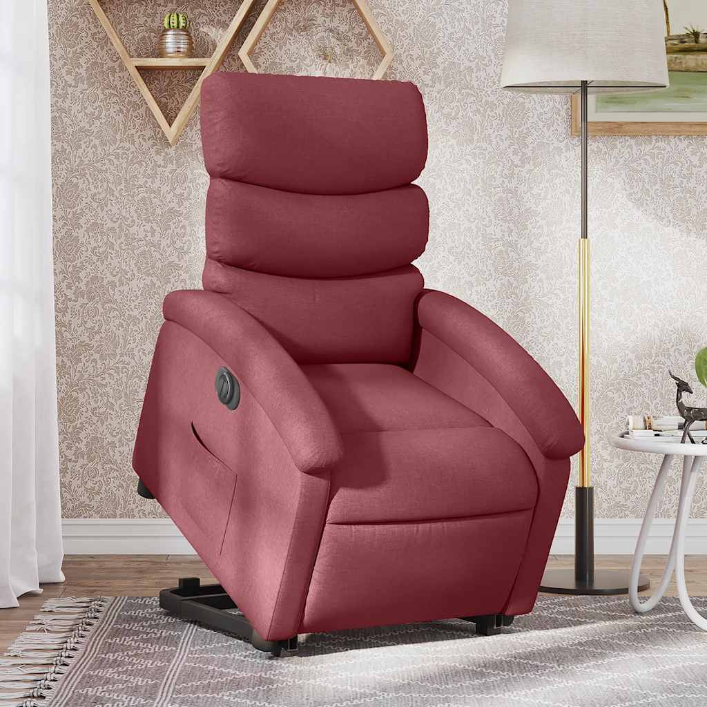 Poltrona Alzapersona Reclinabile Elettrica Rosso Vino Tessuto | homemem39