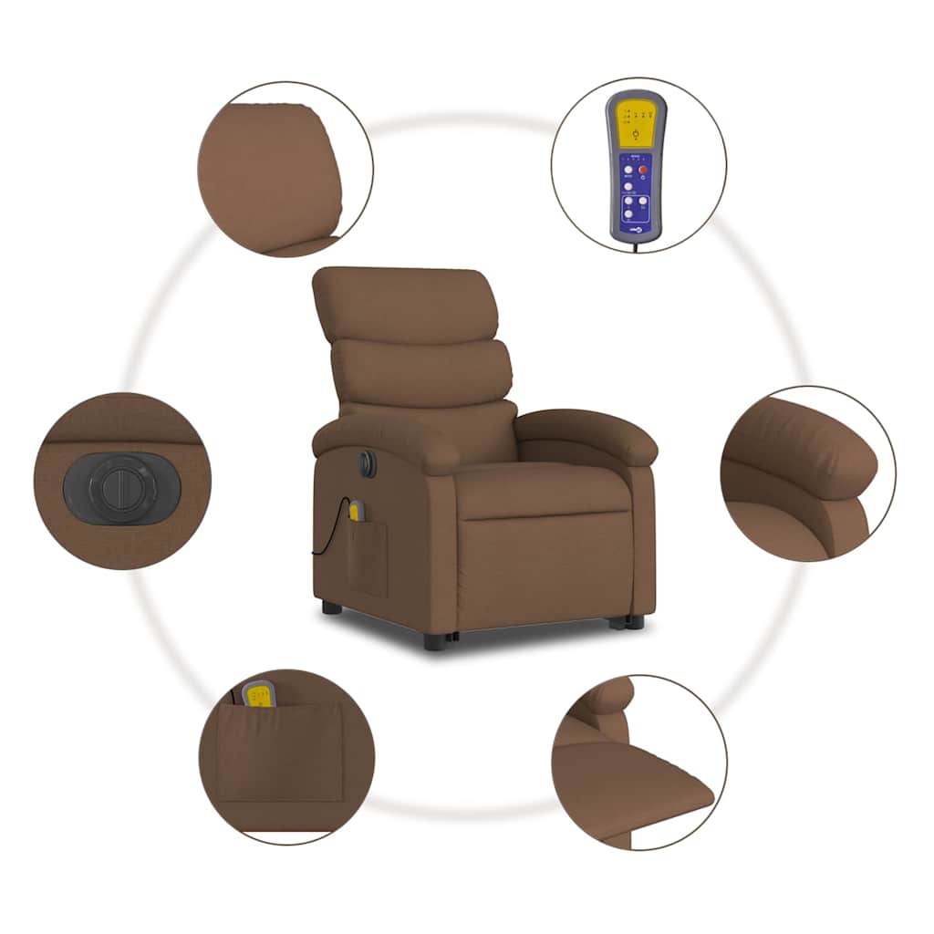 Poltrona Alzapersona Massaggiante Elettrica Marrone Tessuto - homemem39