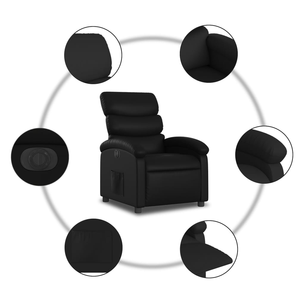 Poltrona Reclinabile Elettrica Nera in Similpelle - homemem39