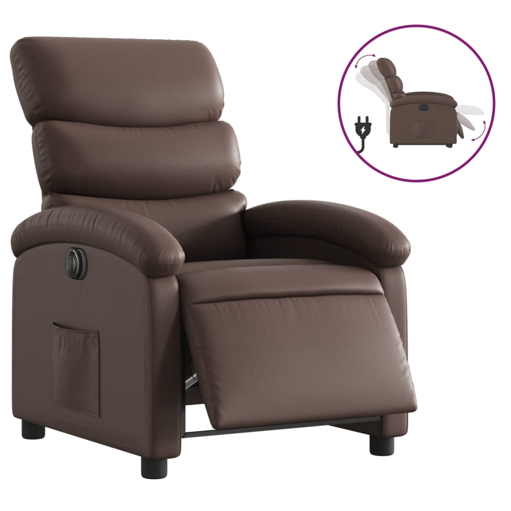 Poltrona Reclinabile Elettrica Marrone in Similpelle | homemem39