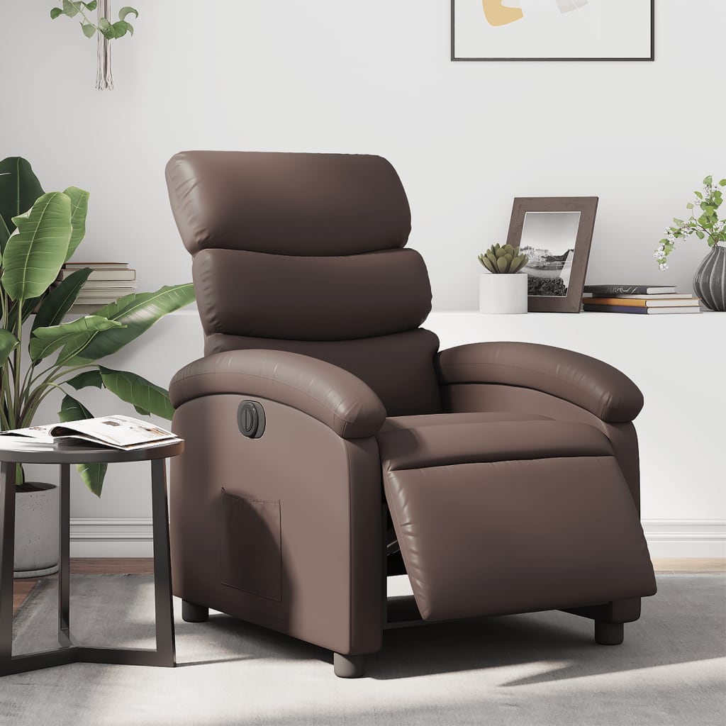 Poltrona Reclinabile Elettrica Marrone in Similpelle | homemem39