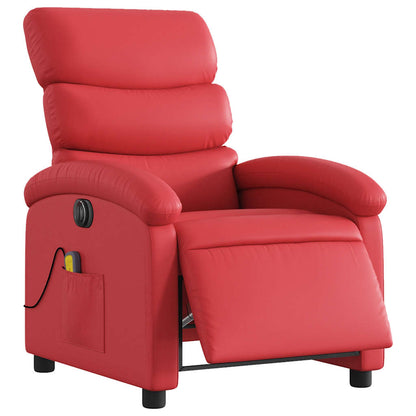 Poltrona Massaggio Elettrica Reclinabile Rosso Similpelle | homemem39