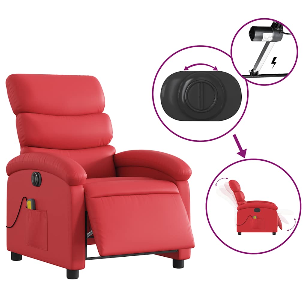 Poltrona Massaggio Elettrica Reclinabile Rosso Similpelle | homemem39