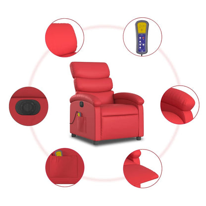 Poltrona Massaggio Elettrica Reclinabile Rosso Similpelle | homemem39
