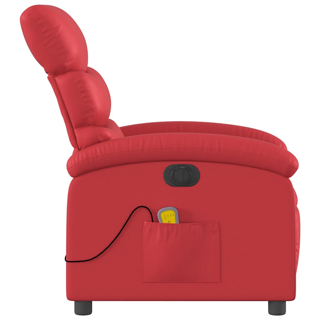 Poltrona Massaggio Elettrica Reclinabile Rosso Similpelle | homemem39