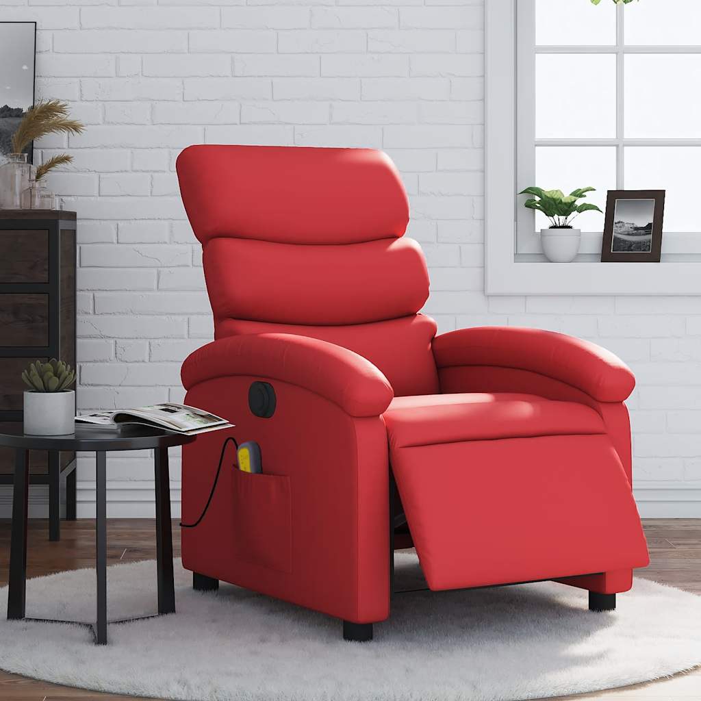Poltrona Massaggio Elettrica Reclinabile Rosso Similpelle | homemem39