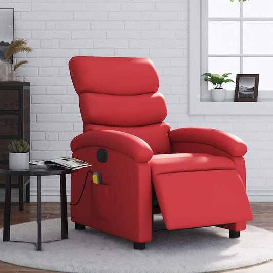 Poltrona Massaggio Elettrica Reclinabile Rosso Similpelle | homemem39