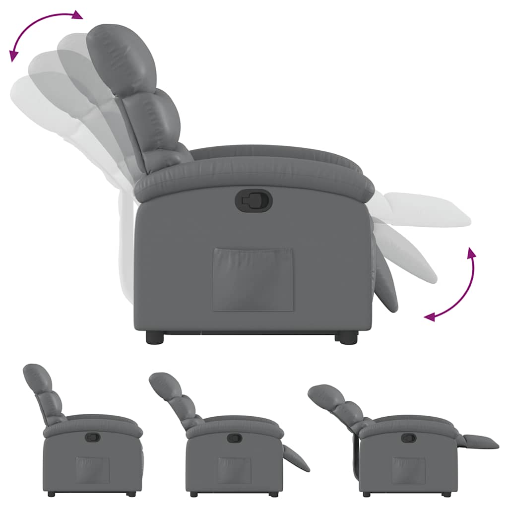 Poltrona Alzapersona Reclinabile Grigio in Similpelle | homemem39