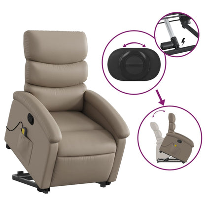 Poltrona Alzapersone Massaggi Reclinabile Cappuccino Similpelle | homemem39