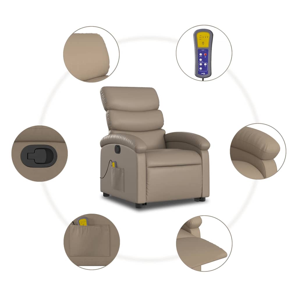 Poltrona Alzapersone Massaggi Reclinabile Cappuccino Similpelle | homemem39